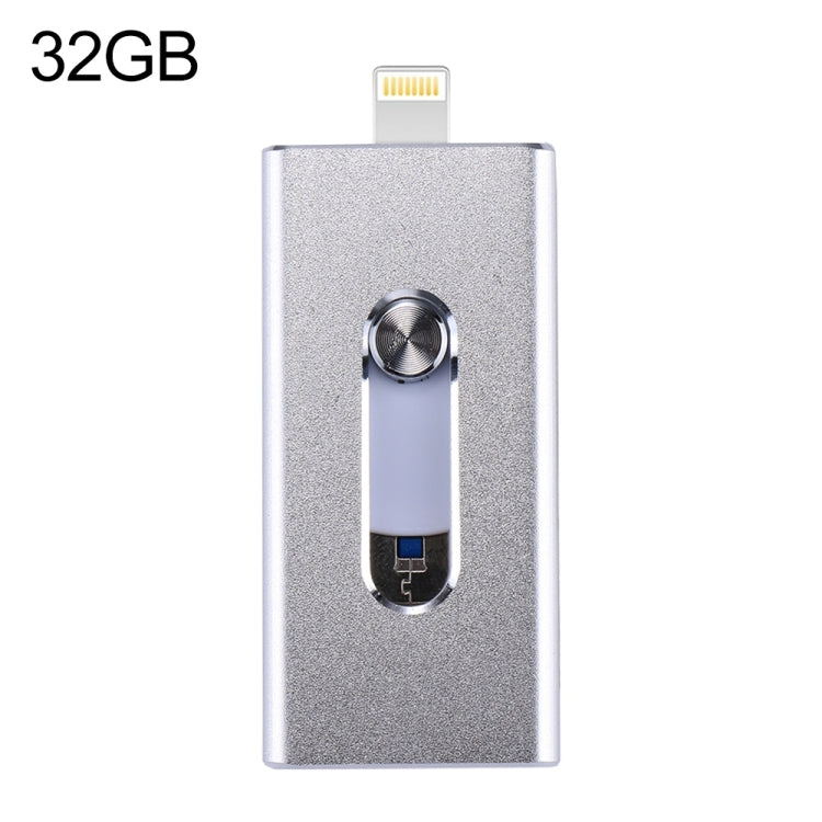 RQW-02 Unità flash USB 2.0 e 8 pin e micro USB 3 in 1 da 32 GB, RQW-02 Silver RQW-02 Unità flash USB 2.0 e 8 pin e micro USB 3 in 1 da 32 GB, RQW-02 Silver